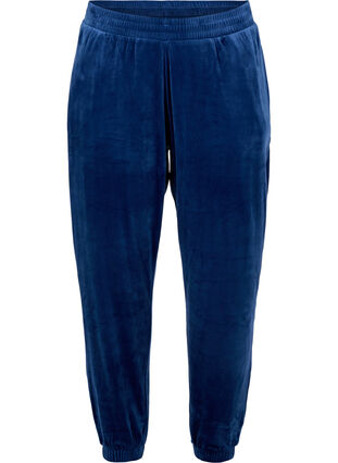 Zizzi Løse bukser i velour, Insignia Blue, Packshot image number 0