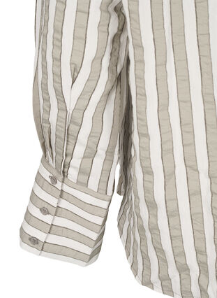 Zizzi Løs skjorte med striber, Sand w. Black Stripe, Packshot image number 3