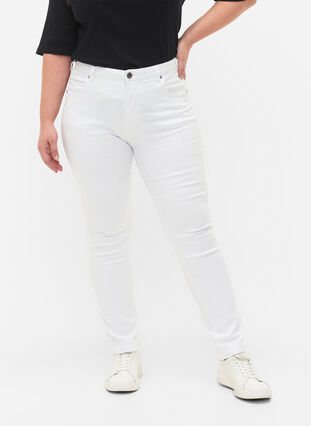 Zizzi Slim fit Emily jeans med normal talje, White, Model image number 2