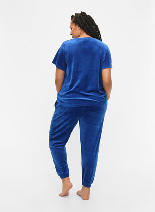 Zizzi Løse bukser i velour, Monaco Blue, Model image number 1