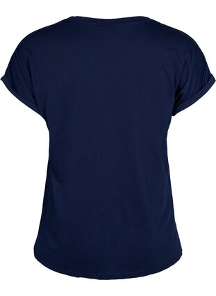 Zizzi Kortærmet t-shirt i bomuldsblanding, Navy Blazer, Packshot image number 1