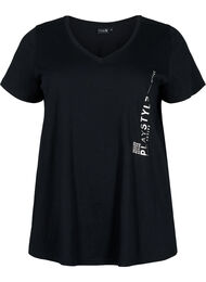 Bomulds trænings t-shirt med tryk, Black w. Playstyle