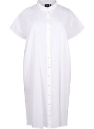 Lang skjorte i bomuldsmix med hør , Bright White, Packshot