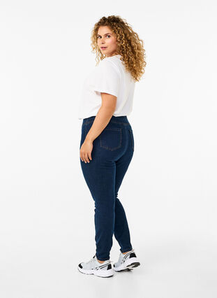 Zizzi Stretchy jeggings med høj talje, Dark Blue, Model image number 1