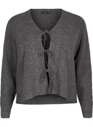 Strikket cardigan med bindedetaljer, Dark Grey Melange