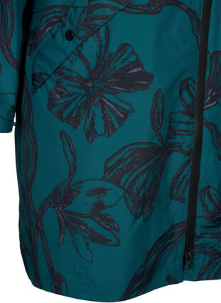 Zizzi Regnjakke med print, Deep Teal Black, Packshot image number 3