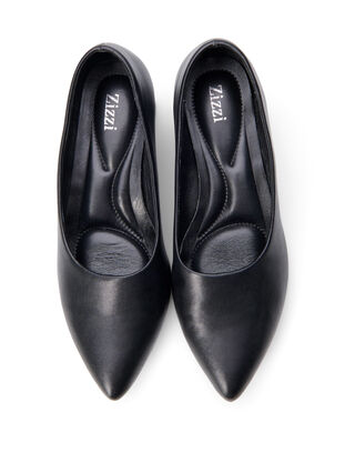 Zizzi Wide fit - Læder pump med spids tå, Black, Packshot image number 2