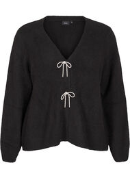 Strikcardigan med sølvsløjfe, Black