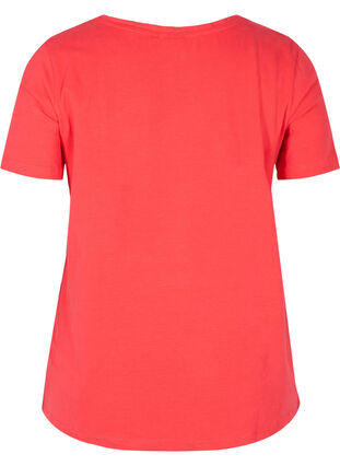 Zizzi Ensfarvet basis t-shirt i bomuld, Hibiscus, Packshot image number 1