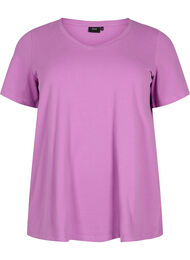 Ensfarvet basis t-shirt i bomuld, Iris Orchid