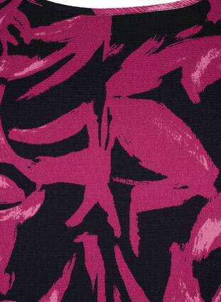 Zizzi Kjole med print og korte ærmer, Bl.Purple Leaf AOP, Packshot image number 2
