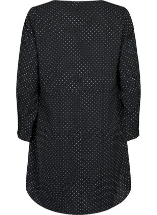 Zizzi Printet kjole med snøre i taljen, Black Dot, Packshot image number 1