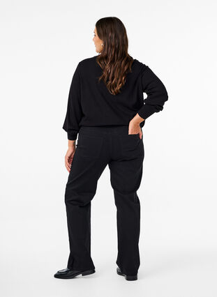 Zizzi Højtaljede Gemma jeans med straight fit, Black, Model image number 1