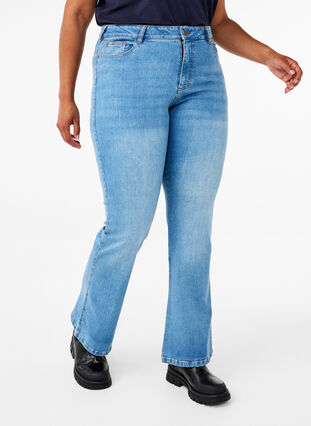 Zizzi Ellen bootcut jeans med høj talje, Light blue, Model image number 2