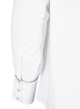 Zizzi Langærmet skjortebluse i viskose med flæse, Bright White, Packshot image number 3