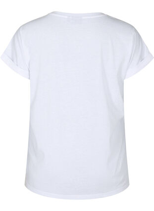 Zizzi Kortærmet t-shirt i bomuldsblanding, Bright White, Packshot image number 1