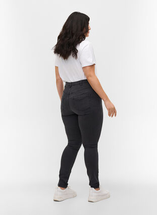 Zizzi Højtaljede super slim Amy jeans, Grey Denim, Model image number 1