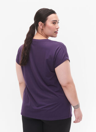Zizzi Kortærmet trænings t-shirt, Purple Plumeria, Model image number 1