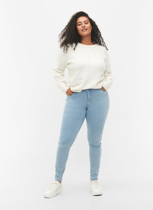 Zizzi Højtaljede super slim Amy jeans, Ex Lgt Blue, Model image number 0