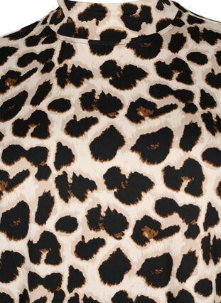 Zizzi FLASH - Langærmet bluse med turtleneck, Leopard AOP, Packshot image number 2