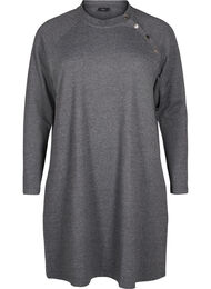 Jersey kjole med knapper, Dark Grey Melange