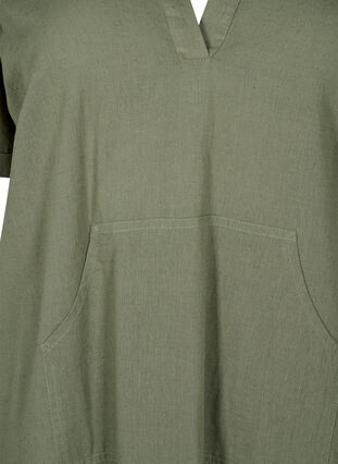 Zizzi Hættekjole i bomuldsmix med hør, Deep Lichen Green, Packshot image number 2