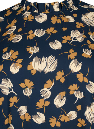 Zizzi FLASH - Langærmet kjole med blomsterprint, Navy Brown Flower, Packshot image number 2