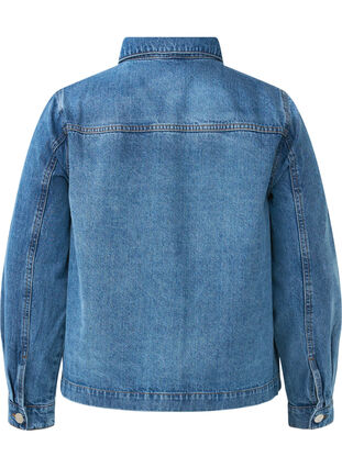 Zizzi Denim skjortejakke med lommer, Blue Denim, Packshot image number 1