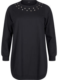 Sweat tunika med metaldetaljer, Black