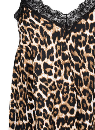 Zizzi Stropkjole i viskose med blonder, Leopard, Packshot image number 2