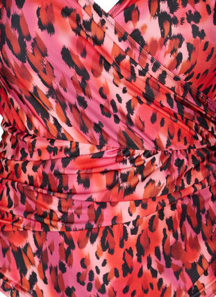 Zizzi Badedragt med print og wrapeffekt  , Red Leopard AOP, Packshot image number 2