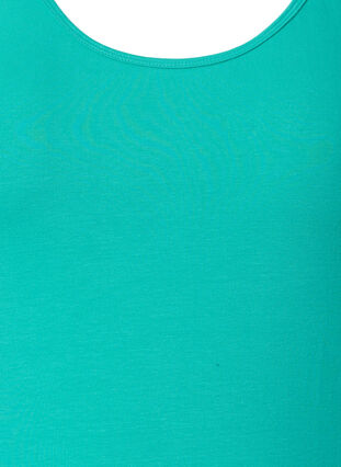 Zizzi Ensfarvet basis top i bomuld, Aqua Green, Packshot image number 2