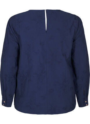 Zizzi Langærmet bluse med broderi, Naval Academy, Packshot image number 1