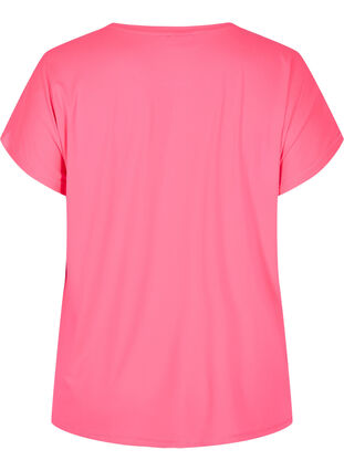 Zizzi Ensfarvet trænings t-shirt, Neon pink, Packshot image number 1