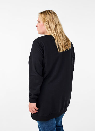 Zizzi Sweat tunika med metaldetaljer, Black, Model image number 1