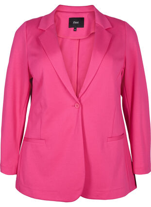 Zizzi Enkel blazer med knaplukning, Raspberry Sorbet, Packshot image number 0