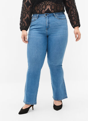 Zizzi Ellen bootcut jeans med høj talje, Light blue, Model image number 3