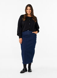 Maxi denim nederdel, Dark Blue Denim, Model