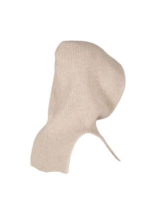 Zizzi Strikket balaclava med snører, Silver Mink, Packshot image number 3