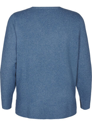 Zizzi Strikbluse med v-hals, Bering S. White Mel., Packshot image number 1