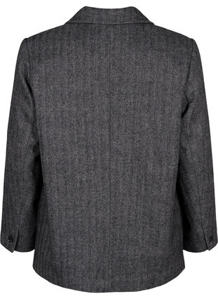 Zizzi Blazer i uldblanding med lommer, Dark Grey Melange, Packshot image number 1