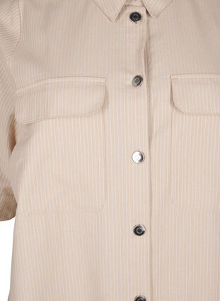 Zizzi Stribet tunika med knapper og brystlommer, Oxford T. Wh. Stripe, Packshot image number 2