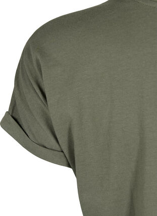 Zizzi Kortærmet t-shirt i bomuldsblanding, Dusty Olive, Packshot image number 3