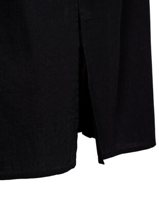Zizzi Lang skjorte i bomuldsmix med hør , Black, Packshot image number 3