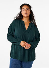 Langærmet bluse med struktur, Scarab, Model