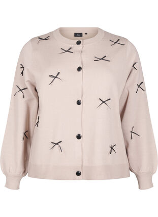 Zizzi Strikcardigan med sløjfer, Simply T. Black Bows, Packshot image number 0