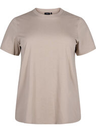 Basis t-shirt i bomuld med rund hals , Silver Mink