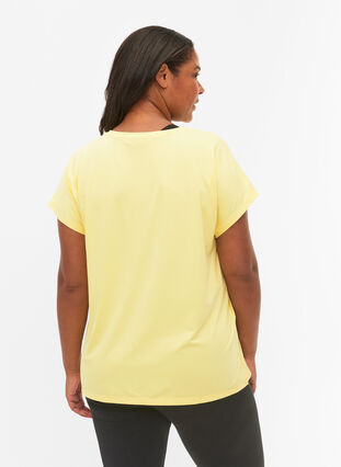 Zizzi Kortærmet trænings t-shirt, Lemon Meringue, Model image number 1