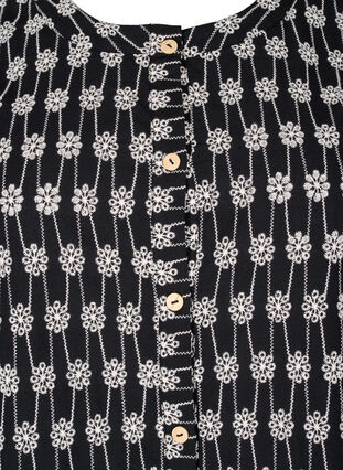 Zizzi Skjortebluse i bomuld med blomstermønster, Black, Packshot image number 2
