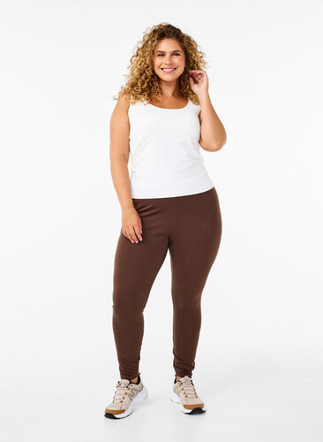 Zizzi Leggings i bomuld med foer, Chocolate Martini, Model image number 0